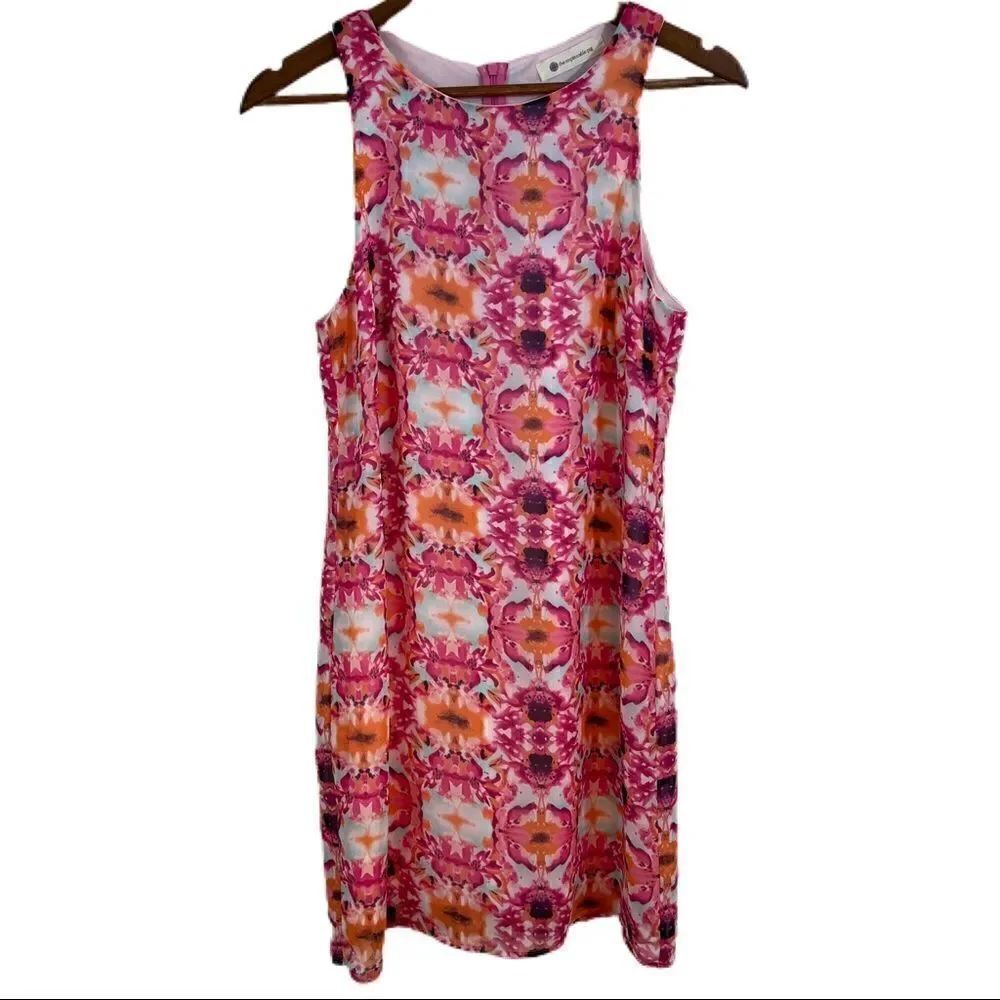Impeccable Pig Pink Floral Dress.  Sleeveless. Sheath. Sz Med. Great Condition!!
